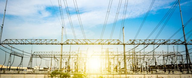 Substation equipment dense lines blue tone map